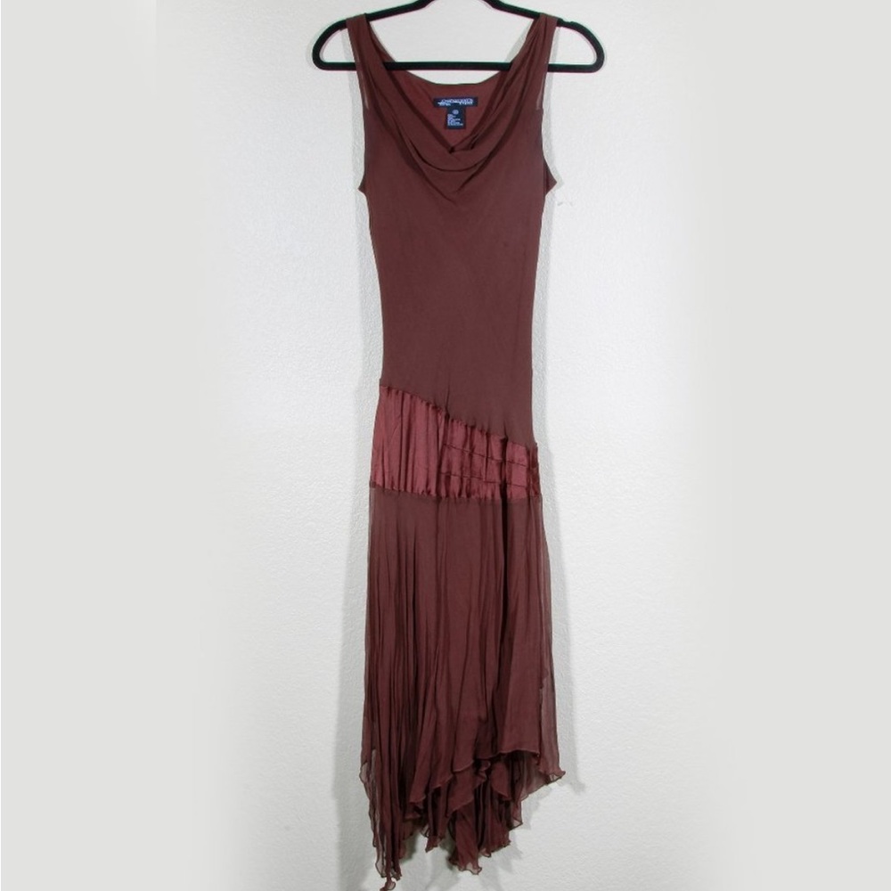 Sophisticated Elegance: Jonathan Martin Studios Brown Pure Silk Dress